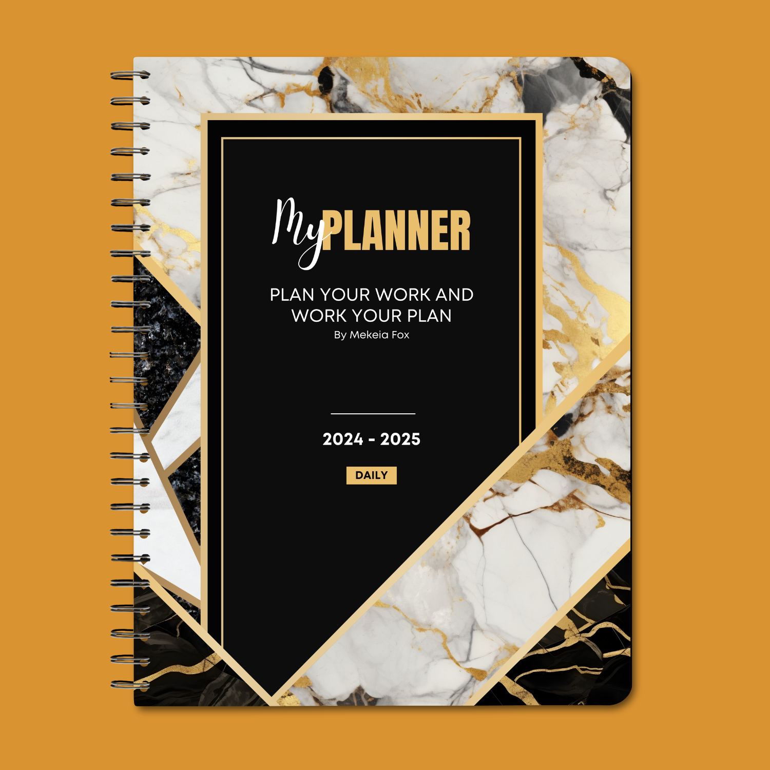 My Planner 2024-25 | Gold, Black, White Marble