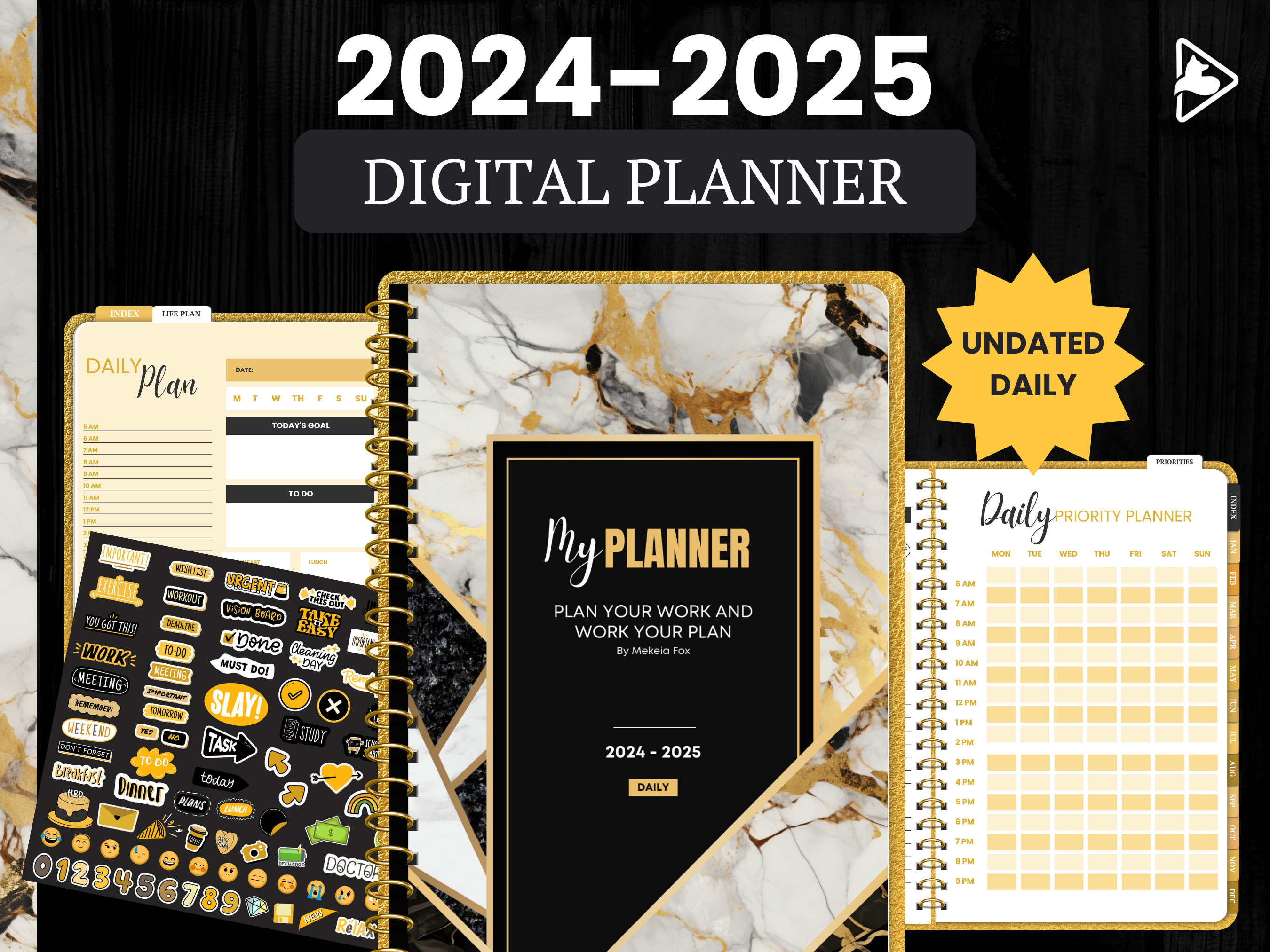 My DIGITAL Planner 2024-25 | Gold, Black, White Marble