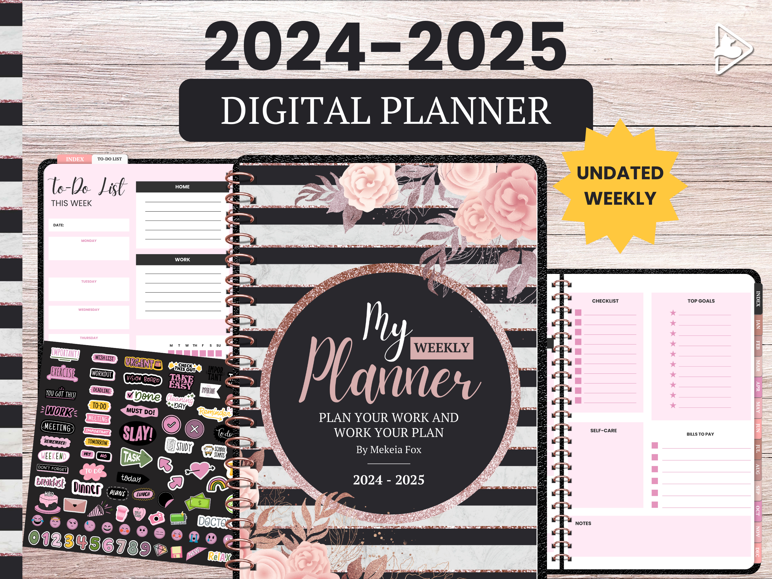 My DIGITAL Planner 2024-25 | Rose Gold Flowers